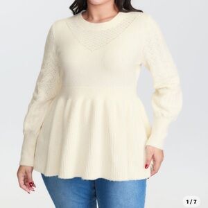 Chic Soul Cream Peplum Dressy Sweater